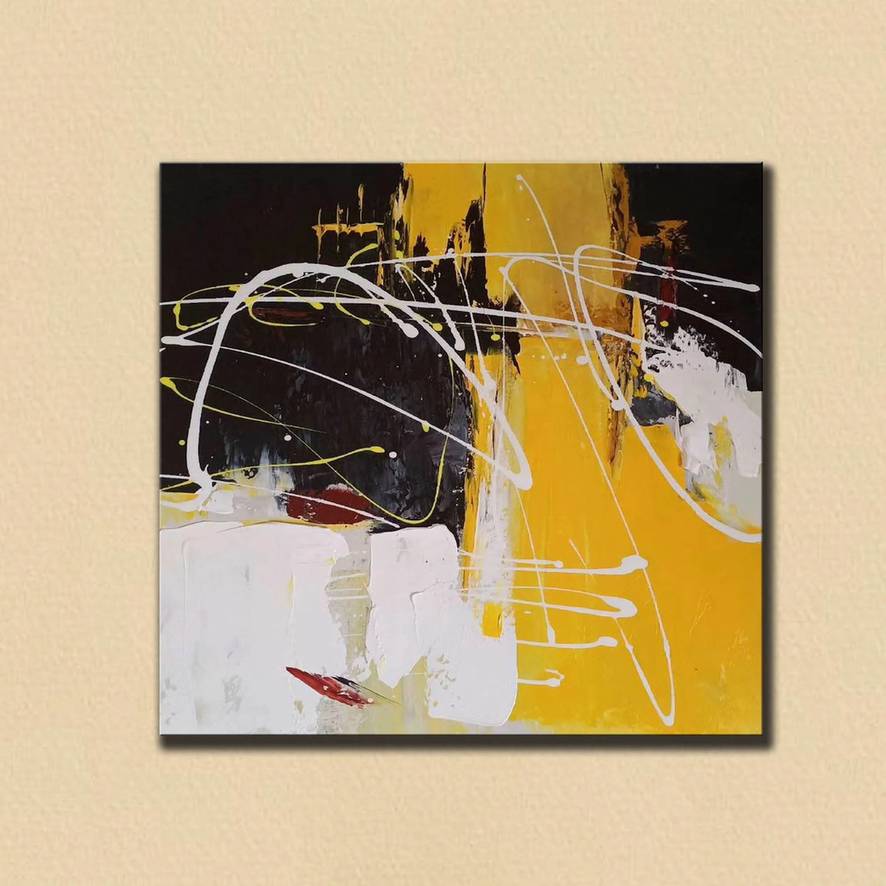 Abstract Yellow Acrylic Modern Abstract Canvas Artwork 2AN2F wall art